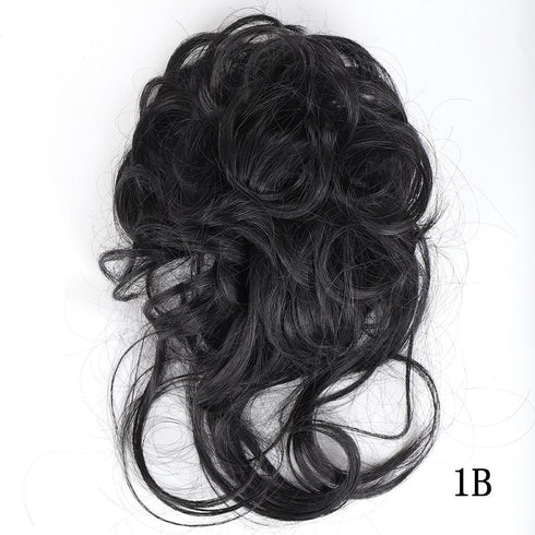 Synthetic bun wig fluffy hair ring ball head